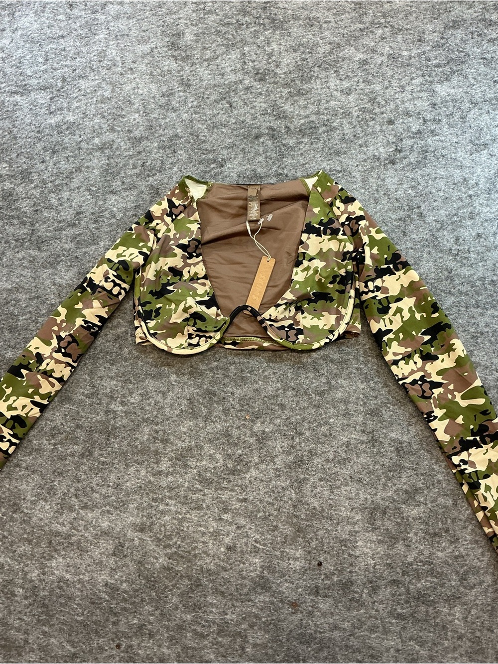 SKIMS Camouflage Cropped Bolero Top - Green Camo Size XS